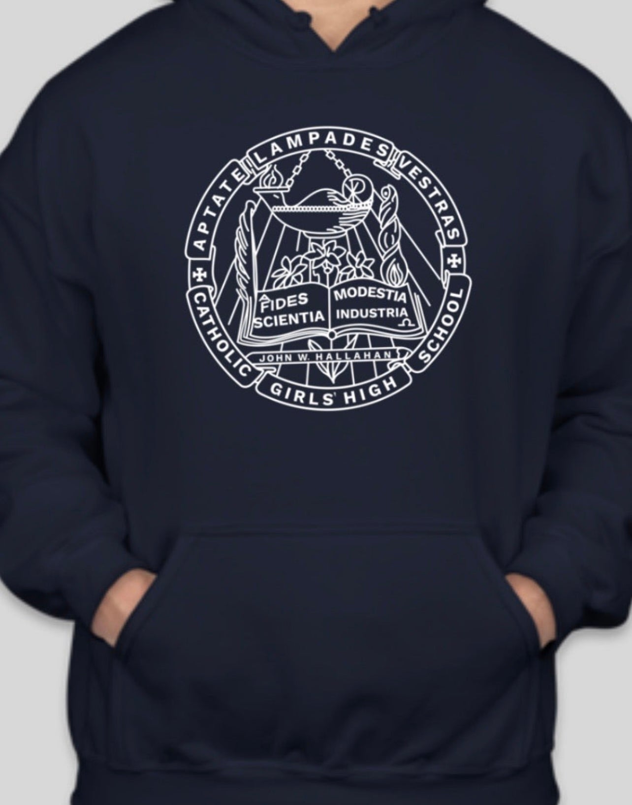 Hallahan school seal hoodie