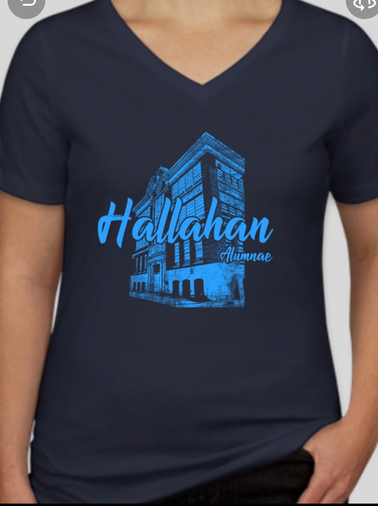 Hallahan vneck alumnae woman’s tee