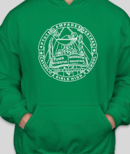 Hallahan school seal hoodie